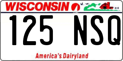 WI license plate 125NSQ