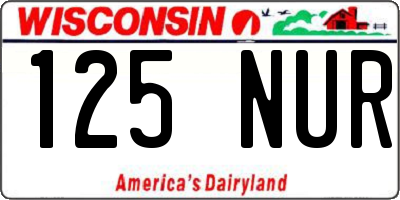 WI license plate 125NUR