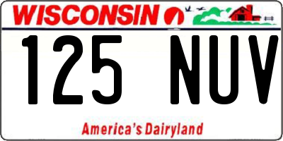 WI license plate 125NUV