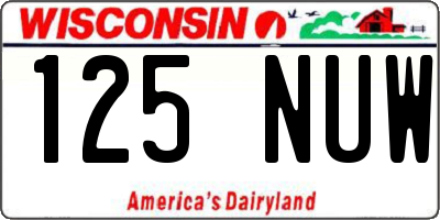 WI license plate 125NUW