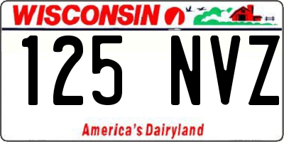 WI license plate 125NVZ