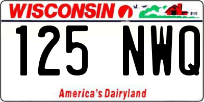 WI license plate 125NWQ