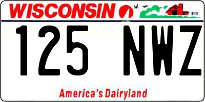 WI license plate 125NWZ