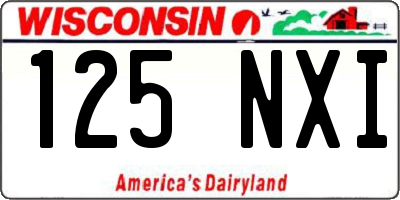 WI license plate 125NXI