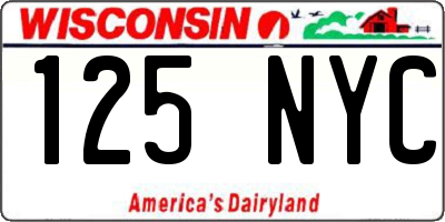 WI license plate 125NYC