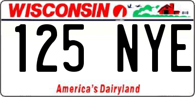 WI license plate 125NYE