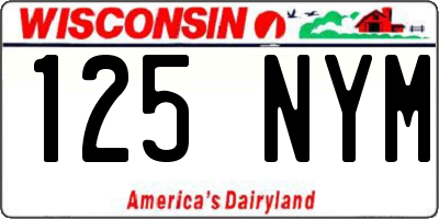 WI license plate 125NYM