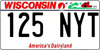 WI license plate 125NYT