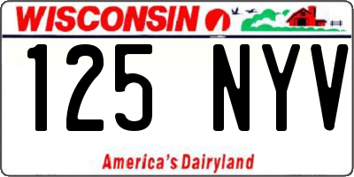 WI license plate 125NYV