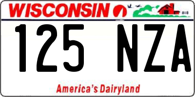 WI license plate 125NZA