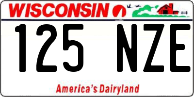 WI license plate 125NZE