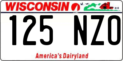 WI license plate 125NZO