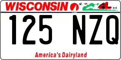 WI license plate 125NZQ
