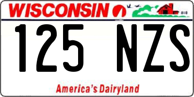 WI license plate 125NZS