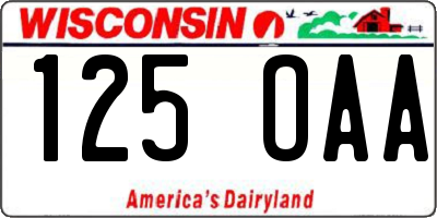 WI license plate 125OAA