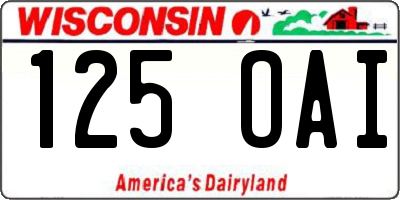 WI license plate 125OAI