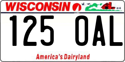WI license plate 125OAL