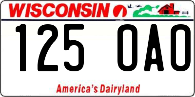 WI license plate 125OAO