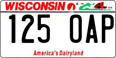 WI license plate 125OAP