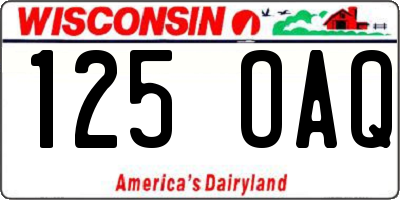 WI license plate 125OAQ