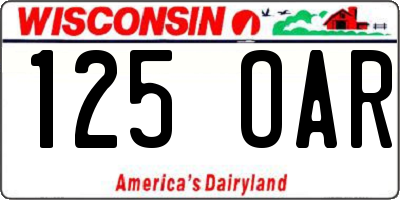 WI license plate 125OAR