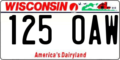 WI license plate 125OAW