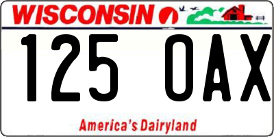 WI license plate 125OAX