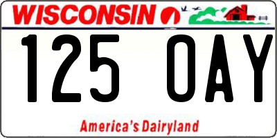 WI license plate 125OAY