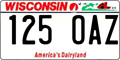 WI license plate 125OAZ