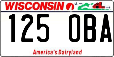 WI license plate 125OBA