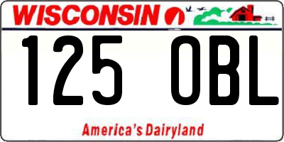 WI license plate 125OBL