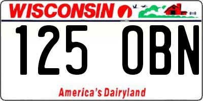 WI license plate 125OBN