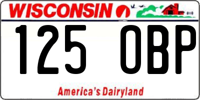 WI license plate 125OBP