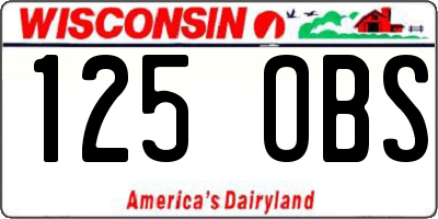 WI license plate 125OBS