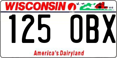 WI license plate 125OBX
