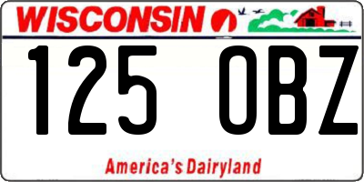 WI license plate 125OBZ