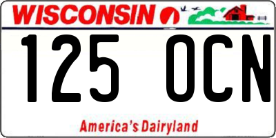 WI license plate 125OCN