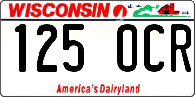 WI license plate 125OCR