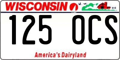 WI license plate 125OCS