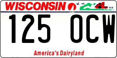 WI license plate 125OCW