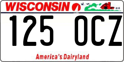 WI license plate 125OCZ