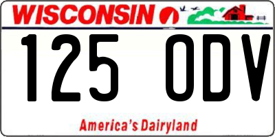 WI license plate 125ODV