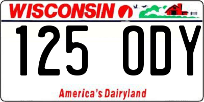 WI license plate 125ODY