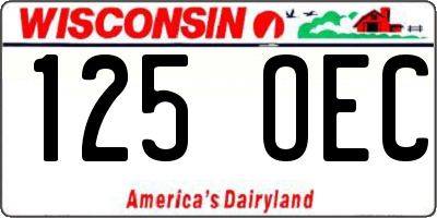 WI license plate 125OEC