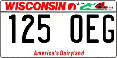 WI license plate 125OEG