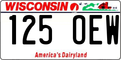 WI license plate 125OEW
