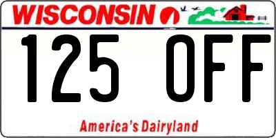 WI license plate 125OFF