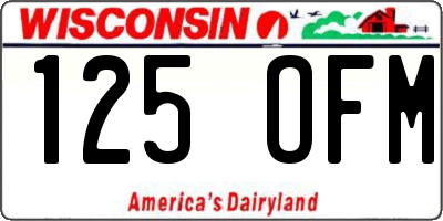 WI license plate 125OFM