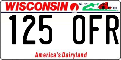 WI license plate 125OFR
