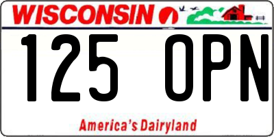 WI license plate 125OPN
